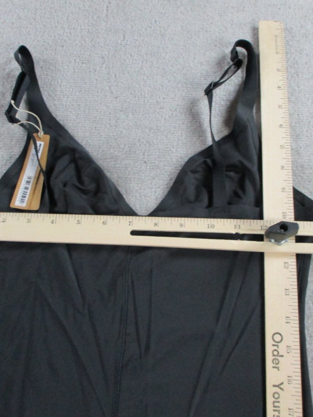 SKIMS Foundations Slip Dress Womens Medium Onyx Black Classic V Neck Adjustable - Picture 6 of 9